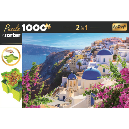 TREFL Puzzle s třídičem 2v1 Santorini, Řecko 1000 dílků 143543