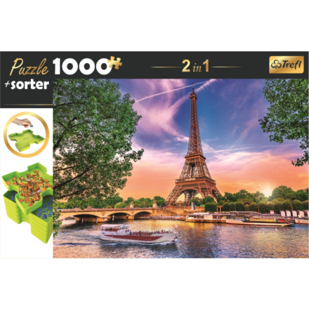 TREFL Puzzle s třídičem 2v1 Eiffelova věž, Paříž 1000 dílků 143545