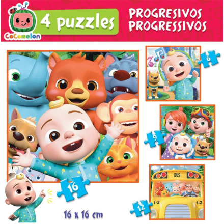 EDUCA Puzzle CoComelon 4v1 (6,9,12,16 dílků) 143691