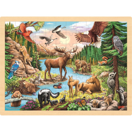 GOKI Dřevěné puzzle Divoká příroda Severní Ameriky 96 dílků 143785