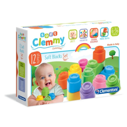 CLEMENTONI Soft Clemmy Sada 12 měkkých kostek 144338