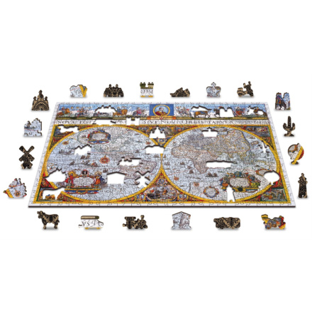 WOODEN CITY Dřevěné puzzle Antická mapa Nova Terrarum 2v1, 505 dílků EKO 145439