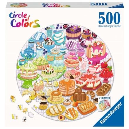 RAVENSBURGER Kulaté puzzle Kruh barev: Barevné dezerty 500 dílků 145949