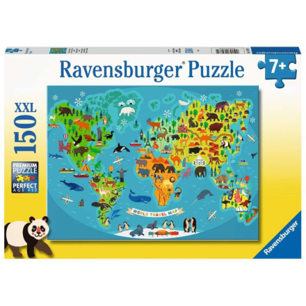 RAVENSBURGER Puzzle Mapa světa divokých zvířat XXL 150 dílků 146024