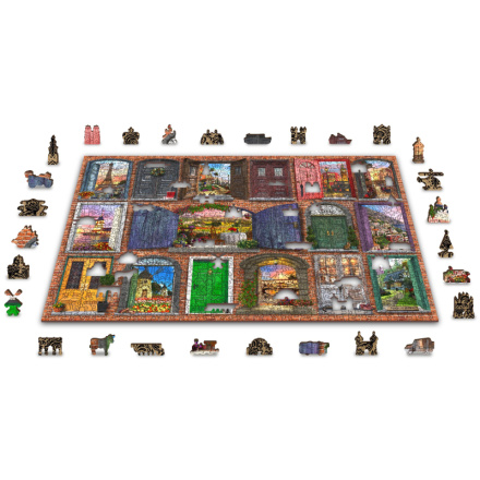 WOODEN CITY Dřevěné puzzle Otevřené a zavřené dveře 2v1, 1010 dílků EKO 147658