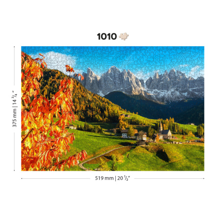 WOODEN CITY Dřevěné puzzle Santa Maddalena, Dolomity, Itálie 2v1, 1010 dílků EKO 147672