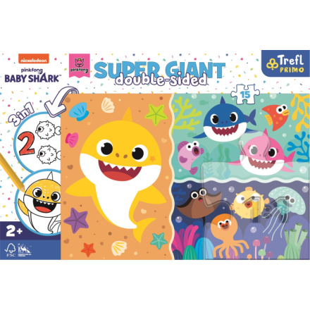 TREFL Oboustranné puzzle Baby Shark SUPER GIANT 15 dílků 147873