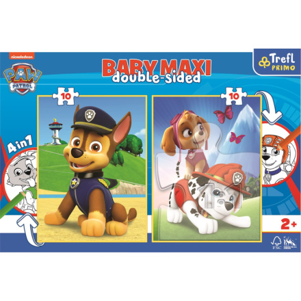 TREFL Oboustranné puzzle Tlapková patrola: Chase, Marshal a Sky BABY MAXI 2x10 dílků 147884