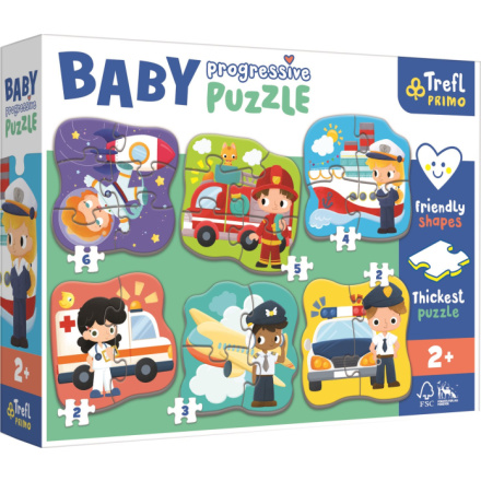 TREFL Baby puzzle Povolání a vozidla 6v1 (2-6 dílků) 148004