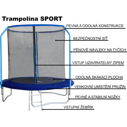 PIXINO Trampolína Sport 305 cm s ochrannou sítí a žebříkem 148210