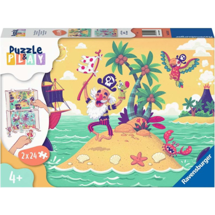 RAVENSBURGER Puzzle&Play: Pirátské dobrodružství 2x24 dílků 149037