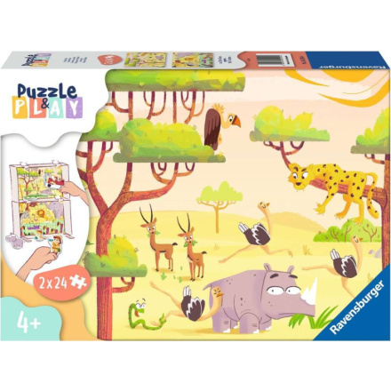 RAVENSBURGER Puzzle&Play: Safari 2x24 dílků 149359