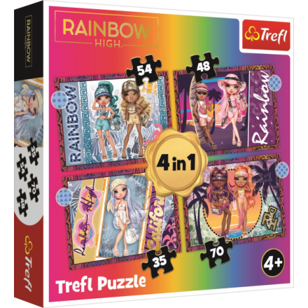 TREFL Puzzle Rainbow High: Módní panenky 4v1 (35,48,54,70 dílků) 149403
