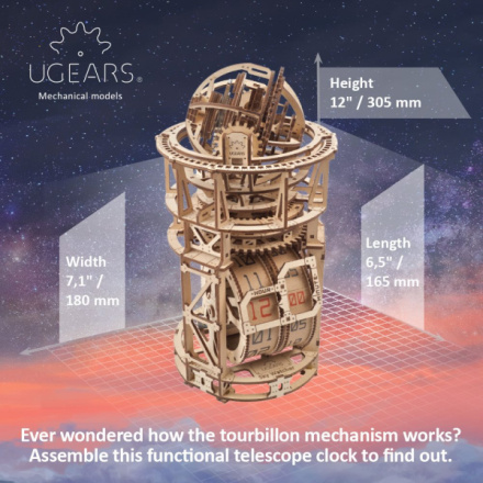 UGEARS 3D puzzle Sky Watcher Tourbillon Table Clock 338 dílků 149606