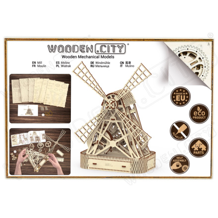 WOODEN CITY 3D puzzle Mlýn 222 dílů 150357