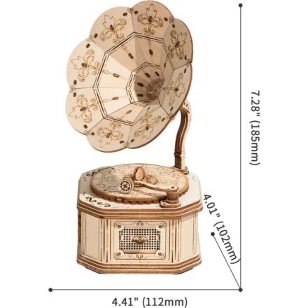 ROBOTIME Rolife 3D dřevěné puzzle Gramofon 122 dílků 150763