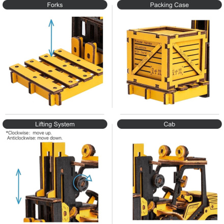 ROBOTIME Rokr 3D dřevěné puzzle Vysokozdvižný vozík 139 dílků 150935