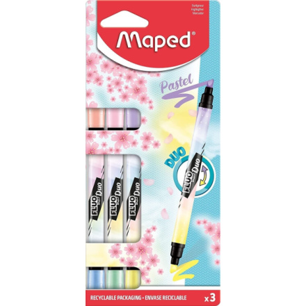 Zvýrazňovače Maped Fluo Peps Duo Pastel - sada 3 ks 151049