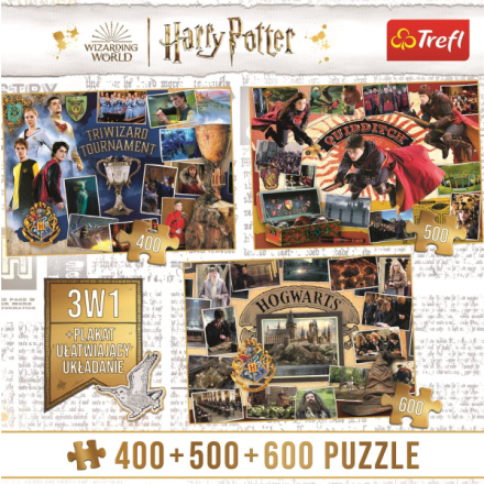 TREFL Puzzle Harry Potter: Turnaj tří kouzelníků, Famfrpál a Bradavice 400 + 500 + 600 dílků 151113