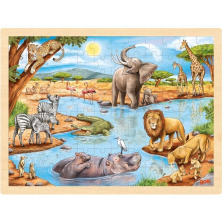 GOKI Dřevěné puzzle Africká savana 96 dílků 152023