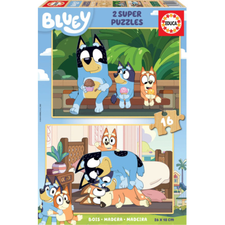 EDUCA Dřevěné puzzle Bluey 2x16 dílků 152681