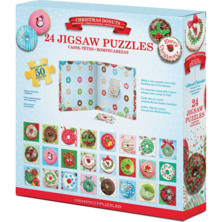 EUROGRAPHICS Puzzle Adventní kalendář: Vánoční donuty 24x50 dílků 156088