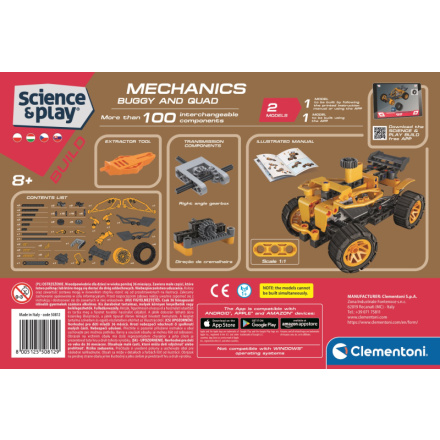 CLEMENTONI Science&Play Mechanická laboratoř Buggy a čtyřkolka 2v1 156122