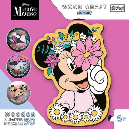 TREFL Wood Craft Junior puzzle Ve světě Minnie Mouse 50 dílků 156887