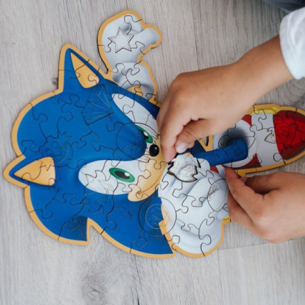 TREFL Wood Craft Junior puzzle Chytrý Ježek Sonic 50 dílků 156890