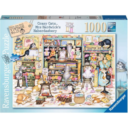 RAVENSBURGER Puzzle Crazy Cats: Hrátky rozdováděných koček v galanterii 1000 dílků 157931