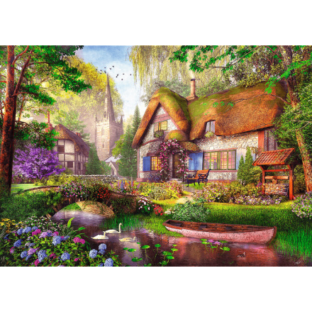 TREFL Puzzle Premium Plus Tea Time: Dřevěná chata 1000 dílků 159670