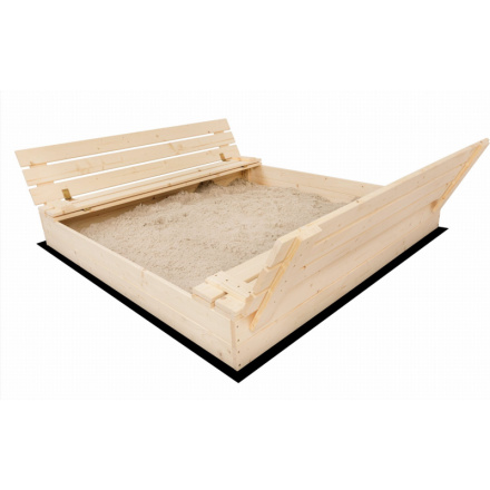 SAND TROPIC Dřevěné pískoviště s lavičkami a příslušenstvím 100x100cm (přírodní) 159908