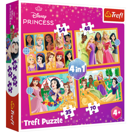 TREFL Puzzle Disney princezny: Pohádkové příběhy 4v1 (35,48,54,70 dílků) 160948