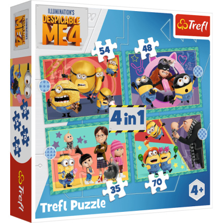 TREFL Puzzle Já, padouch 4: Šílení Mimoni 4v1 (35,48,54,70 dílků) 160949