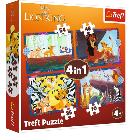 TREFL Puzzle Odvážný Lví král 4v1 (35,48,54,70 dílků) 160952