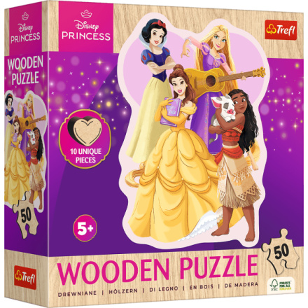 TREFL Dřevěné obrysové puzzle Disney: Krásné princezny 50 dílků 161002