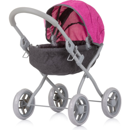 CHIPOLINO Hluboký kočárek pro panenky Daisy Grey,Pink linen 161577