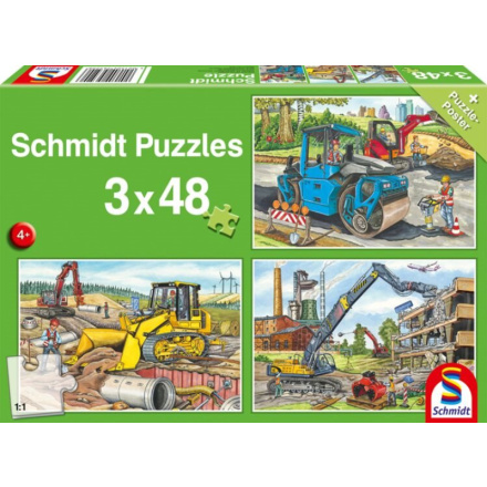 SCHMIDT Puzzle Na staveništi 3x48 dílků 161913