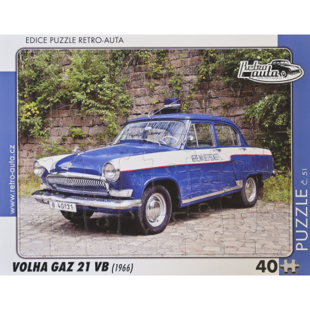 RETRO-AUTA Puzzle č.51 Volha GAZ 21 VB (1966) 40 dílků 162144