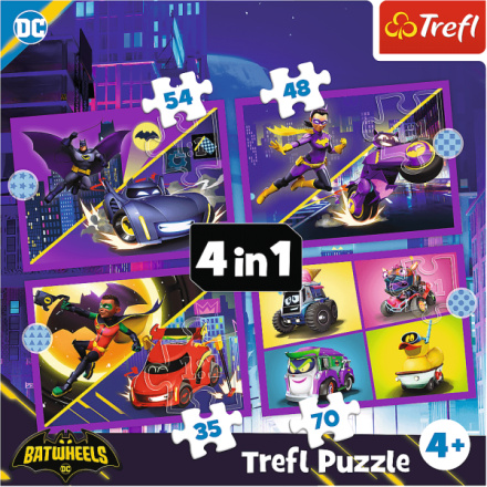 TREFL Puzzle Batwheels: Seznamte se 4v1 (35,48,54,70 dílků) 162213