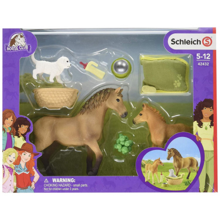 SCHLEICH Horse Club® 42432 Set hříbě a Quarter kůň se štěňátkem a doplňky 25570