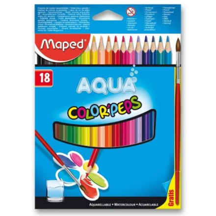MAPED Trojhranné pastelky Aqua Color'Peps 18ks + štětec 25658