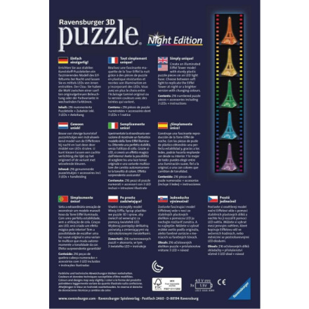 RAVENSBURGER Svítící 3D puzzle Noční edice Eiffelova věž 216 dílků 9399