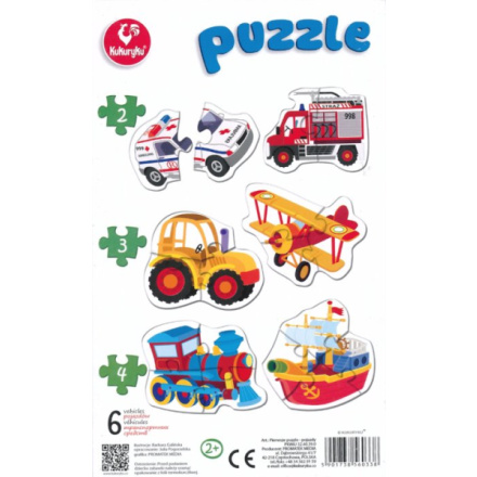 KUKURYKU Baby puzzle Dopravní prostředky 6v1 (2-4 dílky) 9737