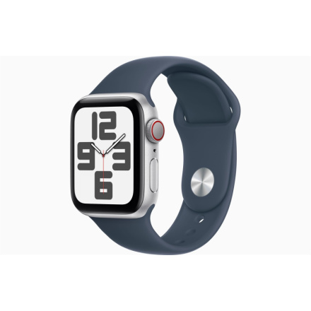 Apple Watch SE Cell/40mm/Silver/Sport Band/Storm Blue/-M/L, MRGM3QC/A