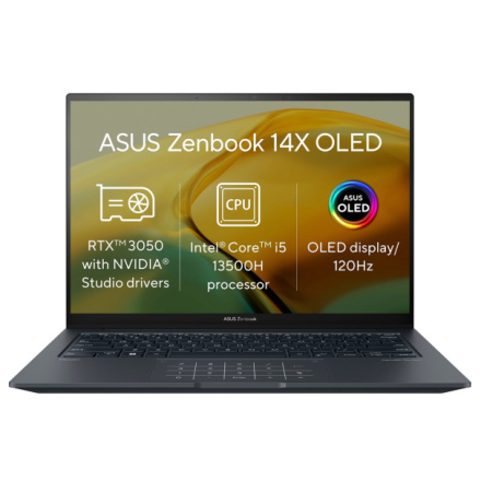 ASUS Zenbook 14X OLED/UX3404VC/i5-13500H/14,5"/2880x1800/16GB/1TB SSD/RTX 3050/W11H/Gray/2R, UX3404VC-M9170W