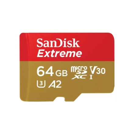 SanDisk Extreme/micro SDXC/64GB/UHS-I U3 / Class 10/+ Adaptér, SDSQXAH-064G-GN6MA