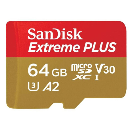 SanDisk Extreme PLUS/micro SDXC/64GB/UHS-I U3 / Class 10/+ Adaptér, SDSQXBU-064G-GN6MA