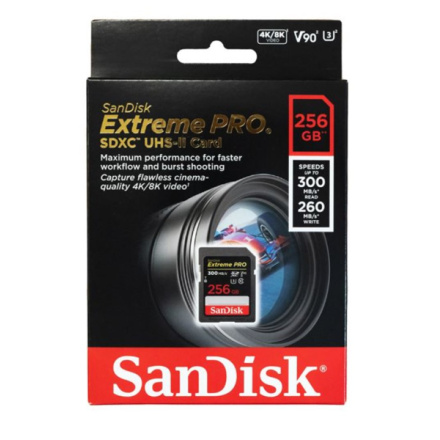 SanDisk Extreme PRO/SDXC/256GB/300MBps/UHS-II U3 / Class 10, SDSDXDK-256G-GN4IN
