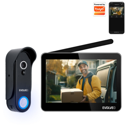 EVOLVEO DoorPhone W7, Sada domácího bezdrátového videotelefonu s WiFi černý monitor, W7-B